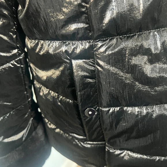 NEW Joseph Ribkoff Sz L Black Reversible Faux Fur Quilted Puffer Coat - Picture 10 of 16